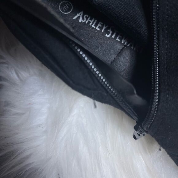 Ashley Stuart Fabric suede Black over the knee wide calf block heels boots SZ12W - Picture 8 of 9